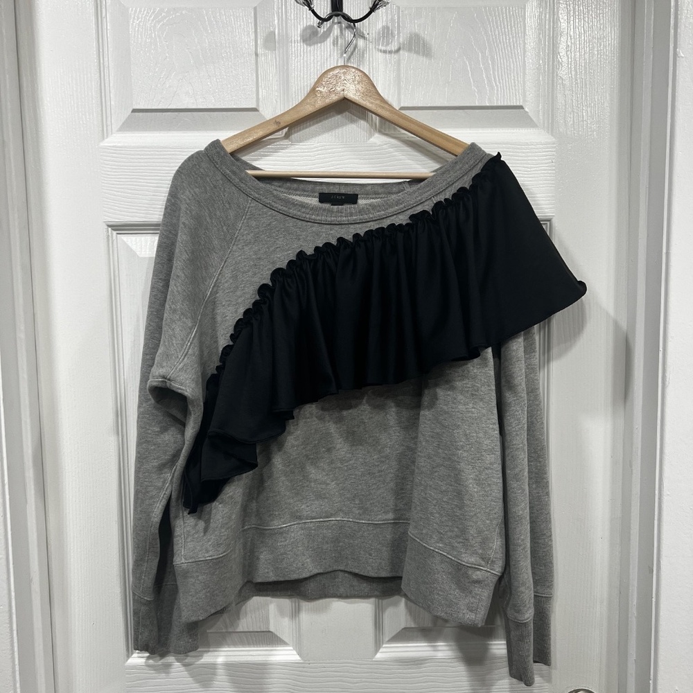 J. Crew Asymmetrical Ruffle Sweatshirt